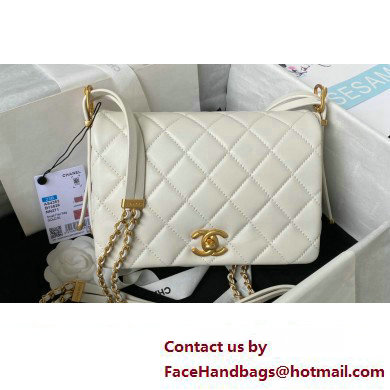 Chanel Lambskin & Gold-Tone Metal Small Flap Bag AS4353 White 2023